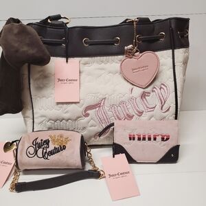 Juicy Couture Vintage Dreams Tote Velour Angel/chocolate Color Firm Price